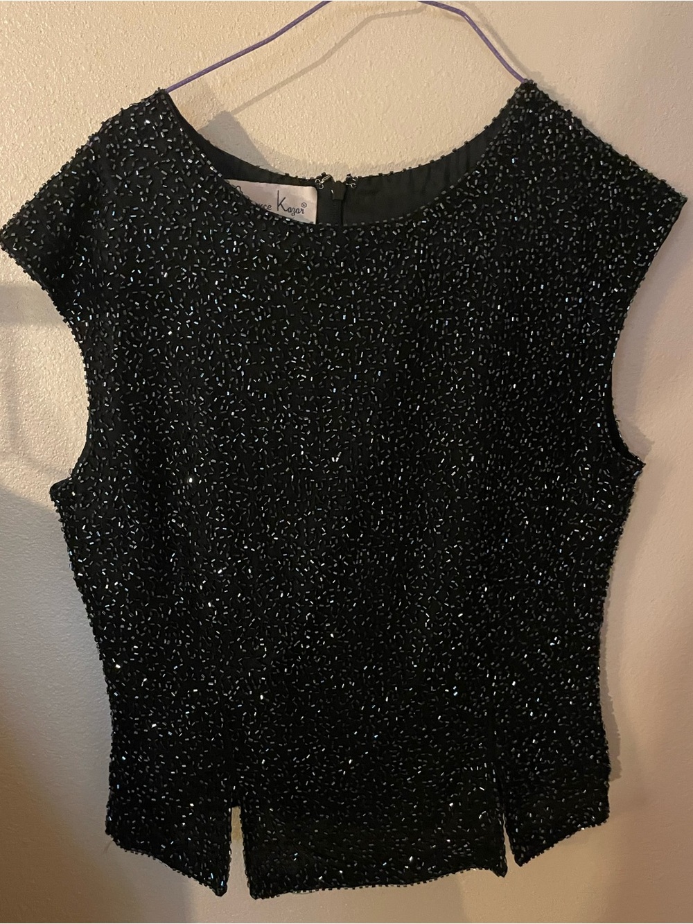 Kazar Beaded Silk Sleeveless Top